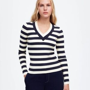 Madewell Women's Stripe V-Neck Sweater